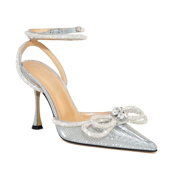 MACH & MACH Shoes - MACH & MACH Crystal Double Bow Pointed Toe Pump